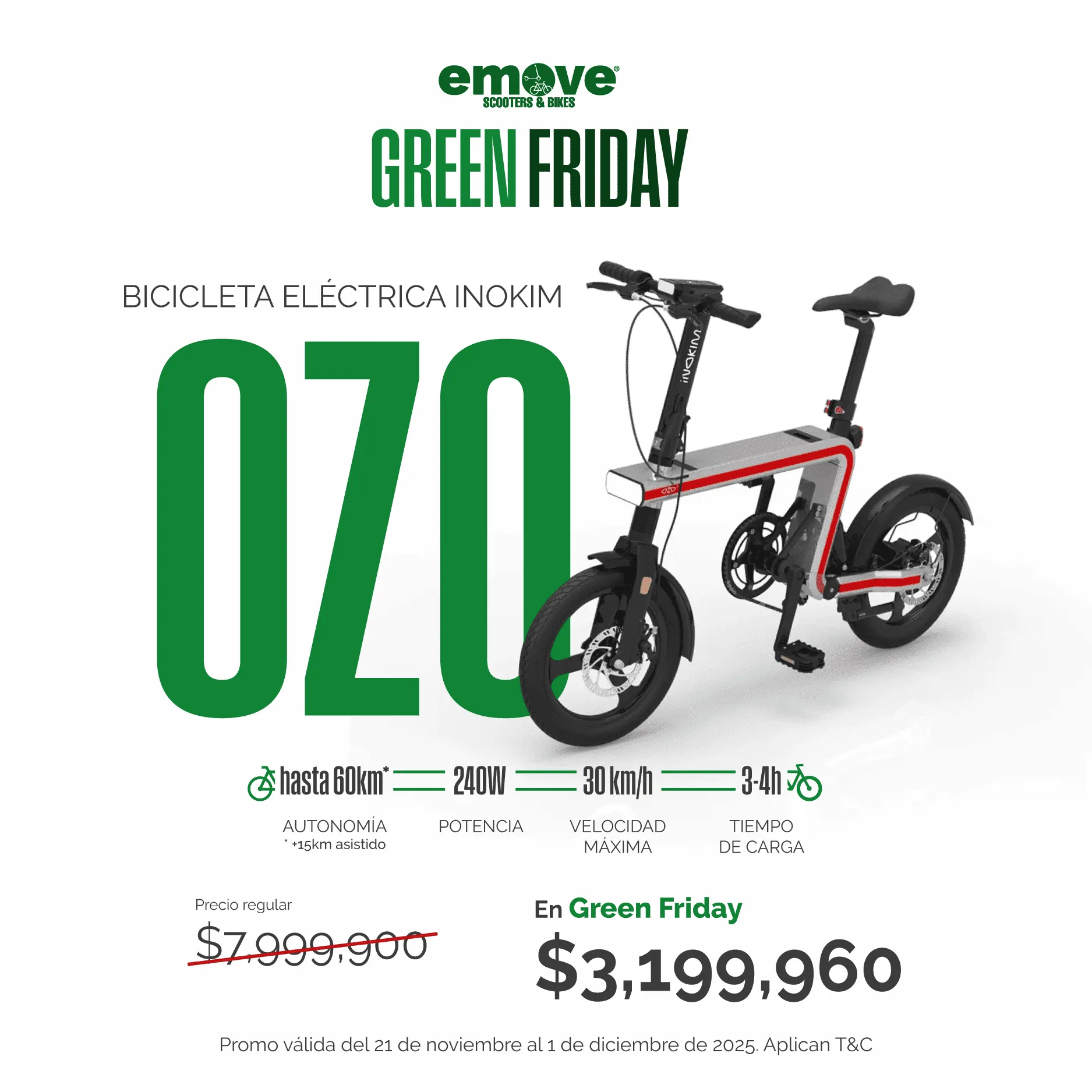 Bicicleta Eléctrica E-Bike Inokim Ozo