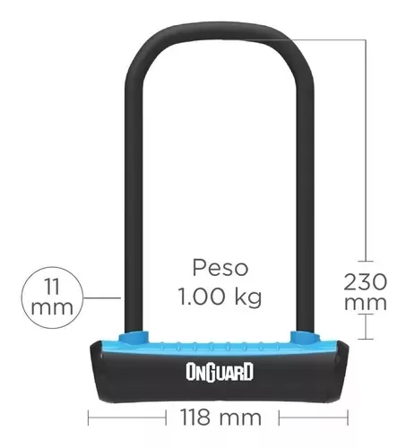 Candado Onguard Scooter Neon Blue U-Lock Blue