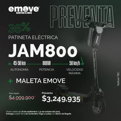 Preventa Scooter Eléctrica Emove E-Scooter Jam 800