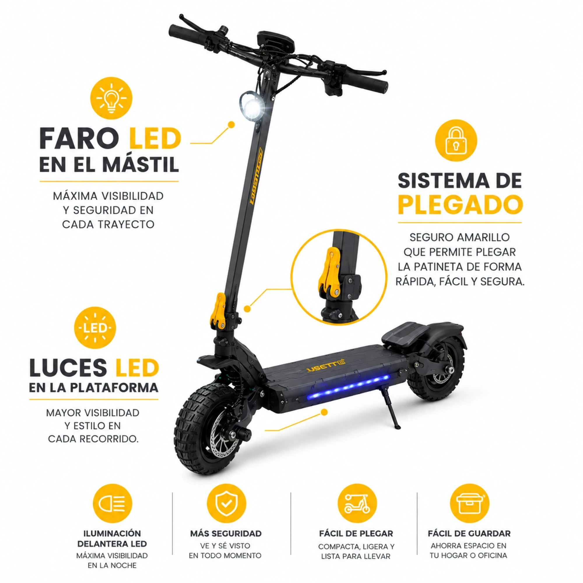 Patineta Eléctrica VSETT C7 Plus 1600W Max 45 km/h - Imagen 3
