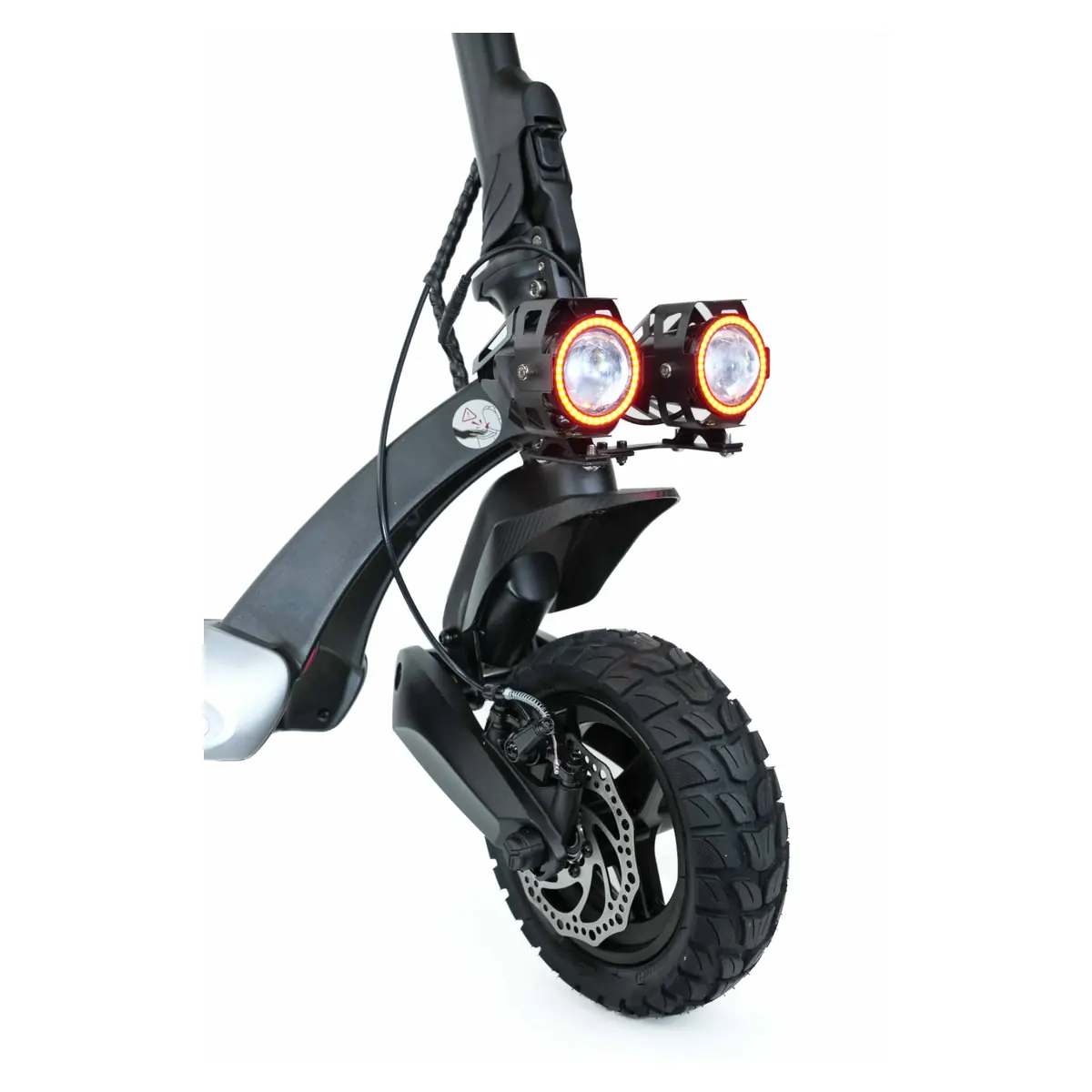 Rueda delantera y luces de la patineta eléctrica ROLDERS ORBIX
